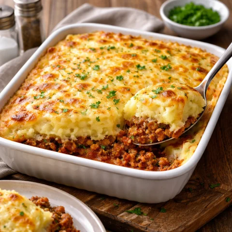 Receita: Escondidinho de Carne Moída com Purê de Batata e Queijo Gratinado
