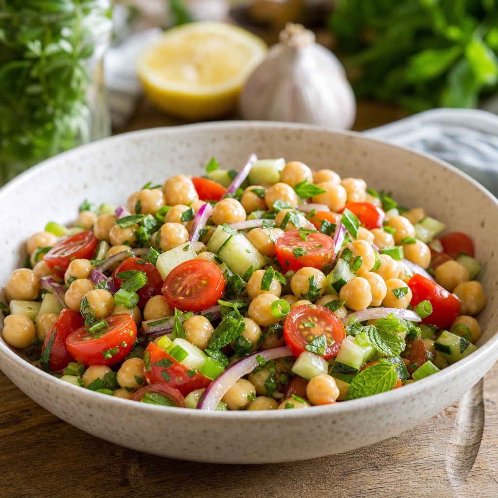 Foto de Salada de grão-de-bico com tomate-cereja