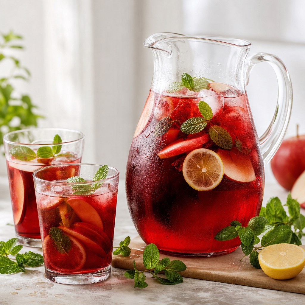 Chá gelado de hibisco com maçã e hortelã Foto de Chá gelado de hibisco com maçã e hortelã