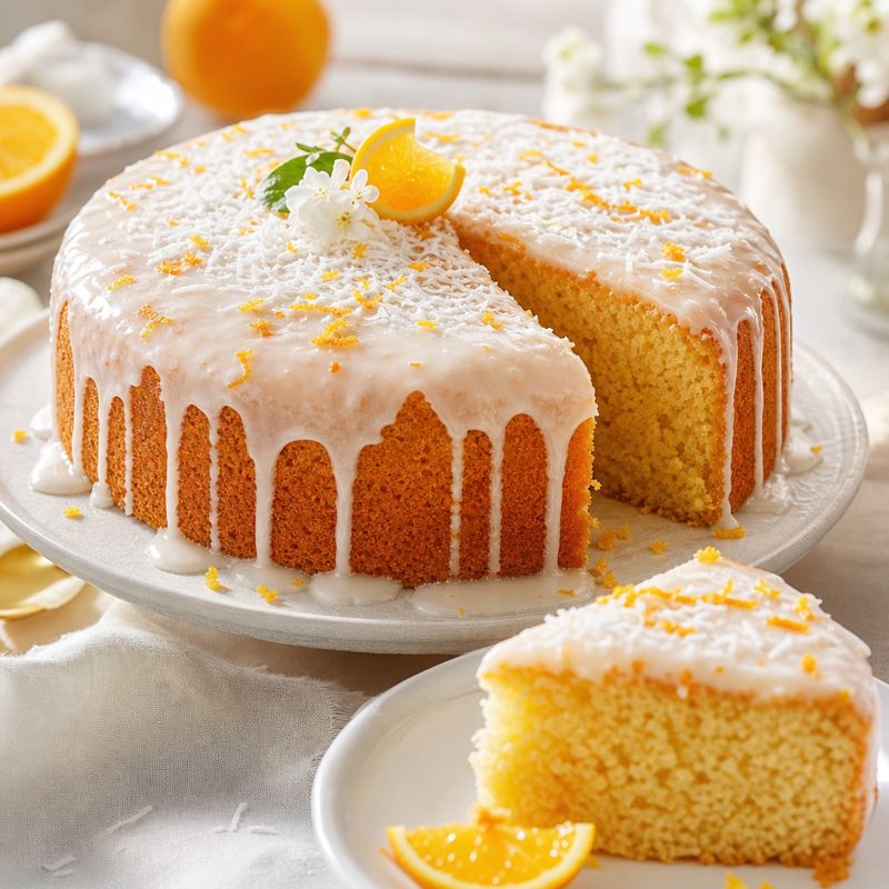 Receita: Bolo de laranja com calda de coco