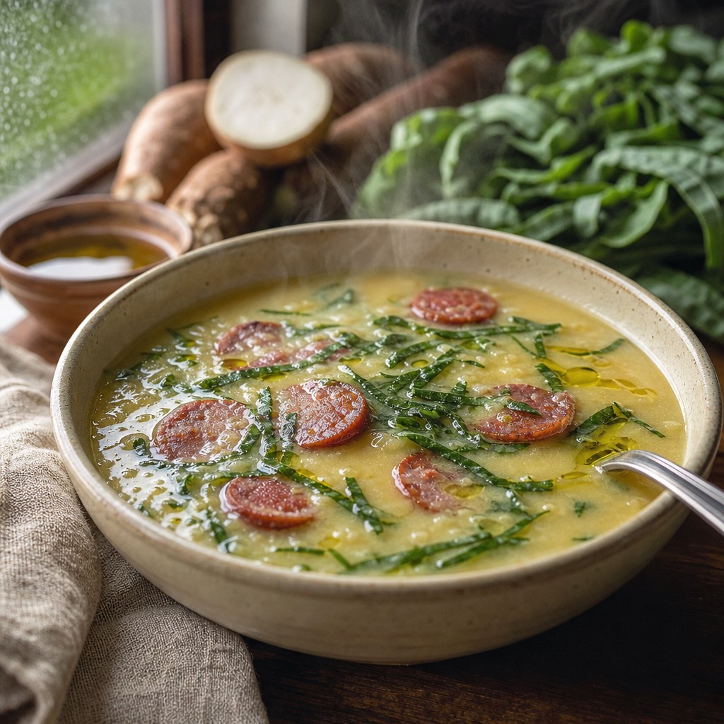 Caldo Verde com Mandioca Cremoso Foto de Caldo Verde com Mandioca Cremoso