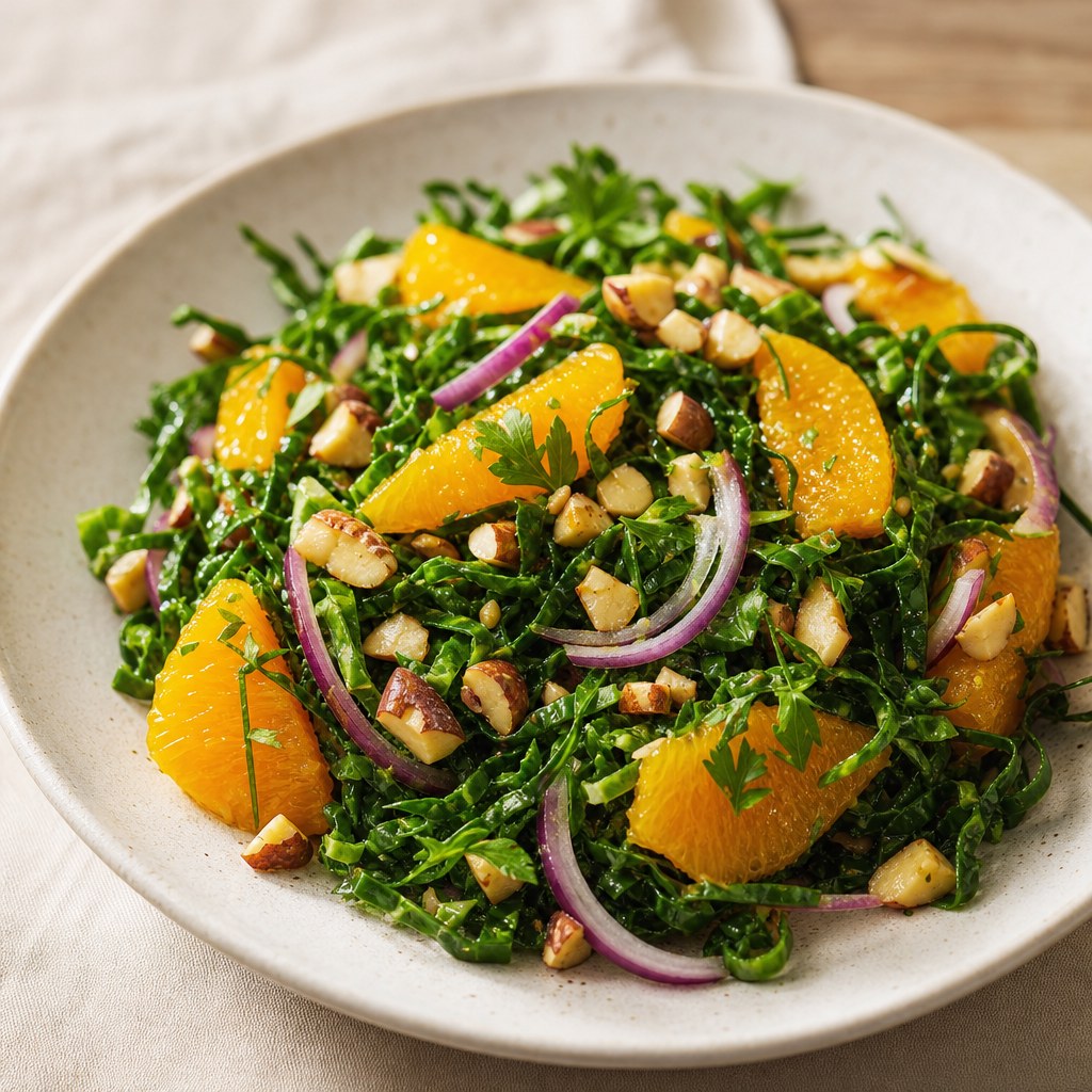 Foto de Salada de couve com laranja e castanhas