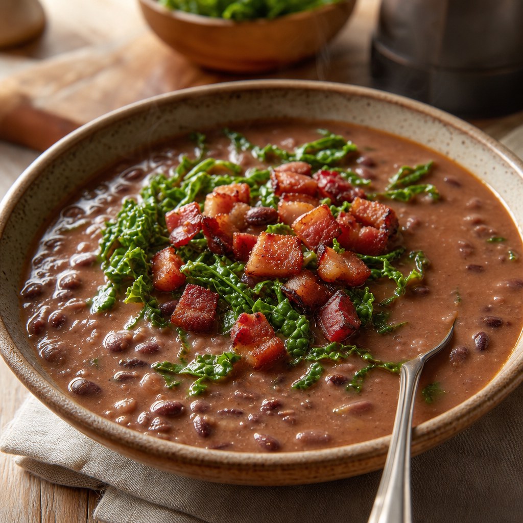 Foto de Sopa de feijão com bacon e couve